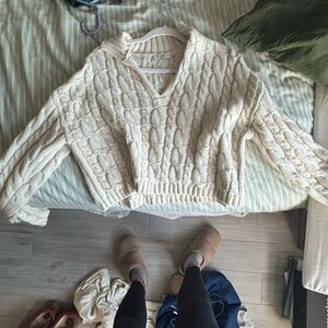 NA-KD Cozy Cream Cable Knit Sweater